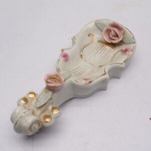 Vintage Thames Bone China Flowered Hand Painted Violin Trinket Dish 4.25"